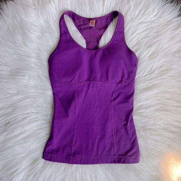 LUCY WOMENS WORKOUT TOP RACER BACK BUILT IN BRA PURPLE SIZE S - Picture 1 of 6